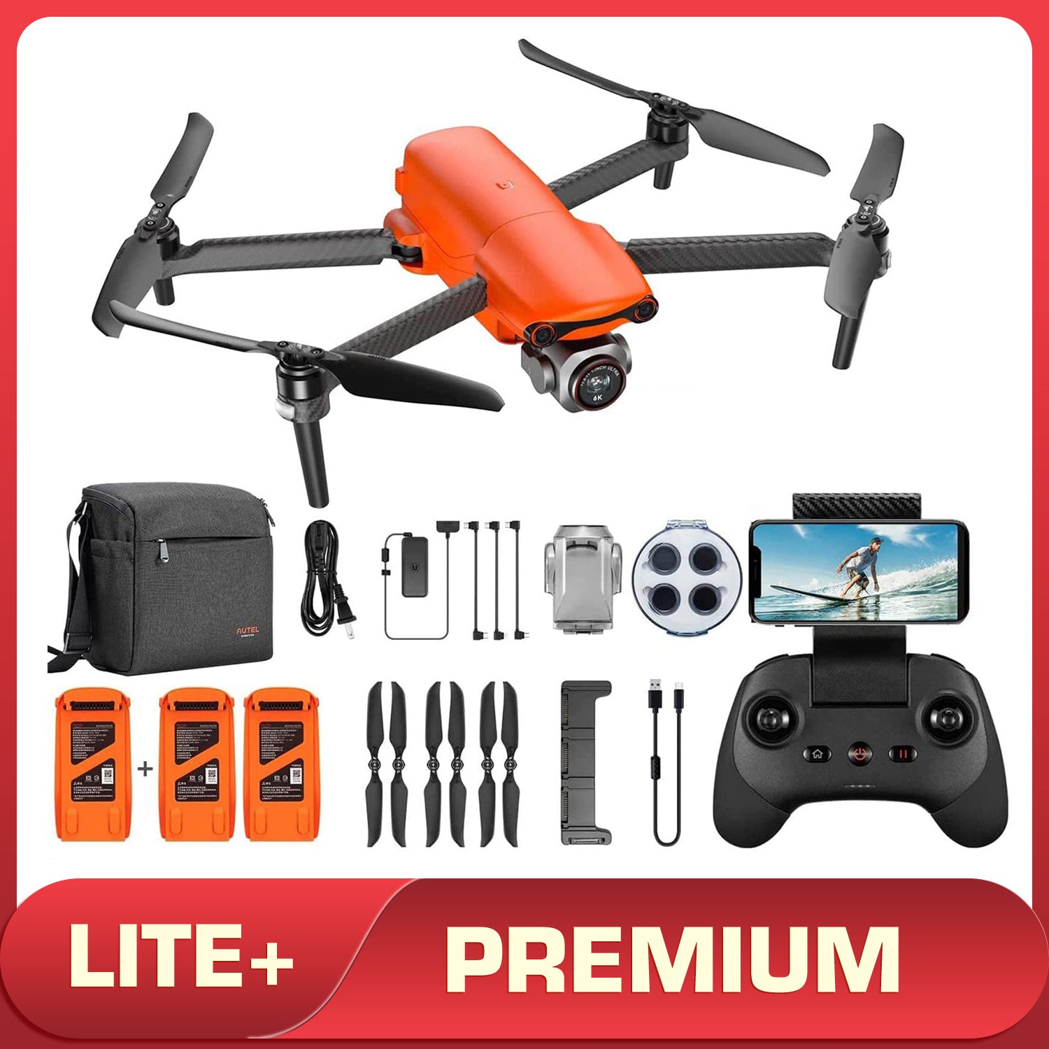 Autel Robotics EVO Lite+ Drone Premium Bundle-Orange