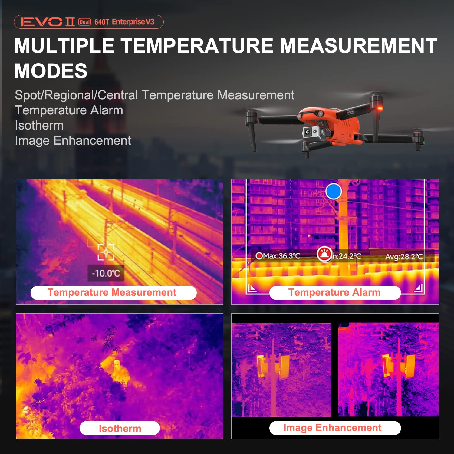 Autel EVO II Dual 640T Enterprise Bundle [V3] - Multiple Temperature Measurement Modes